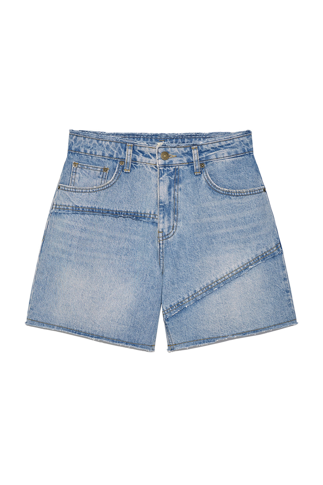 Matin Kim Cut Line Point Denim Shorts — Blue