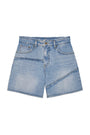 Matin Kim Cut Line Point Denim Shorts — Blue