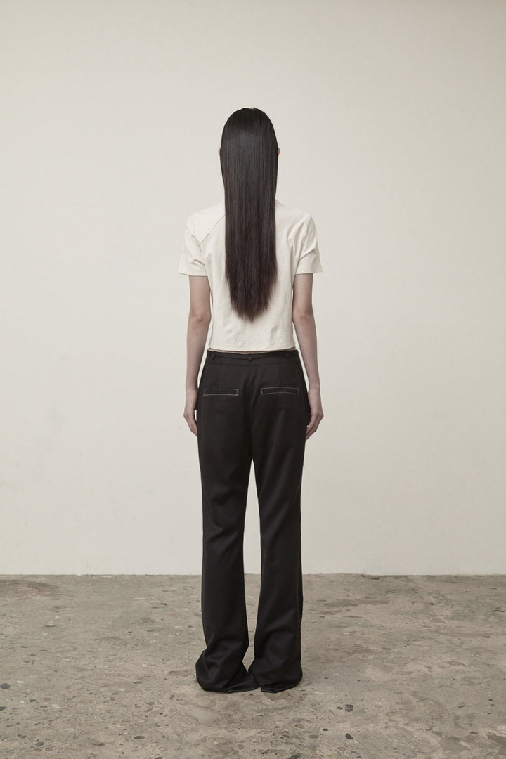 Matin Kim Diagonal Logo Reversible Crop Top — Ivory