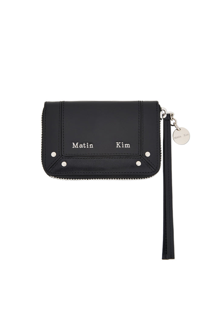 Matin Kim Steel Logo Rivet Compact Wallet — Black