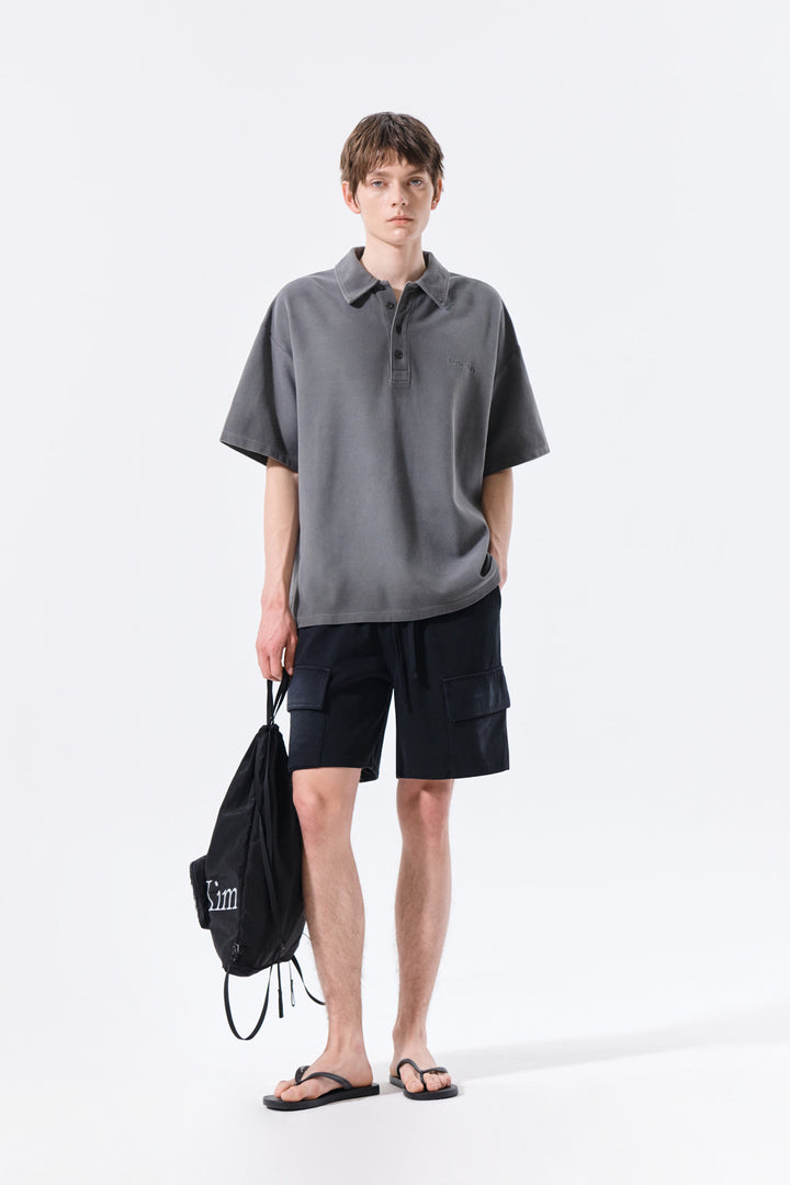 Matin Kim Vintage Washed Terry Cargo Shorts — Black