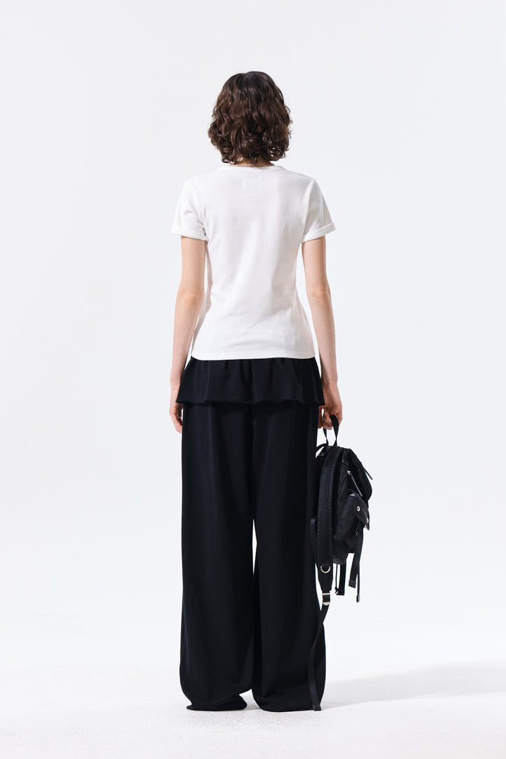 Matin Kim Label Detail Slim Fit Top — Ivory