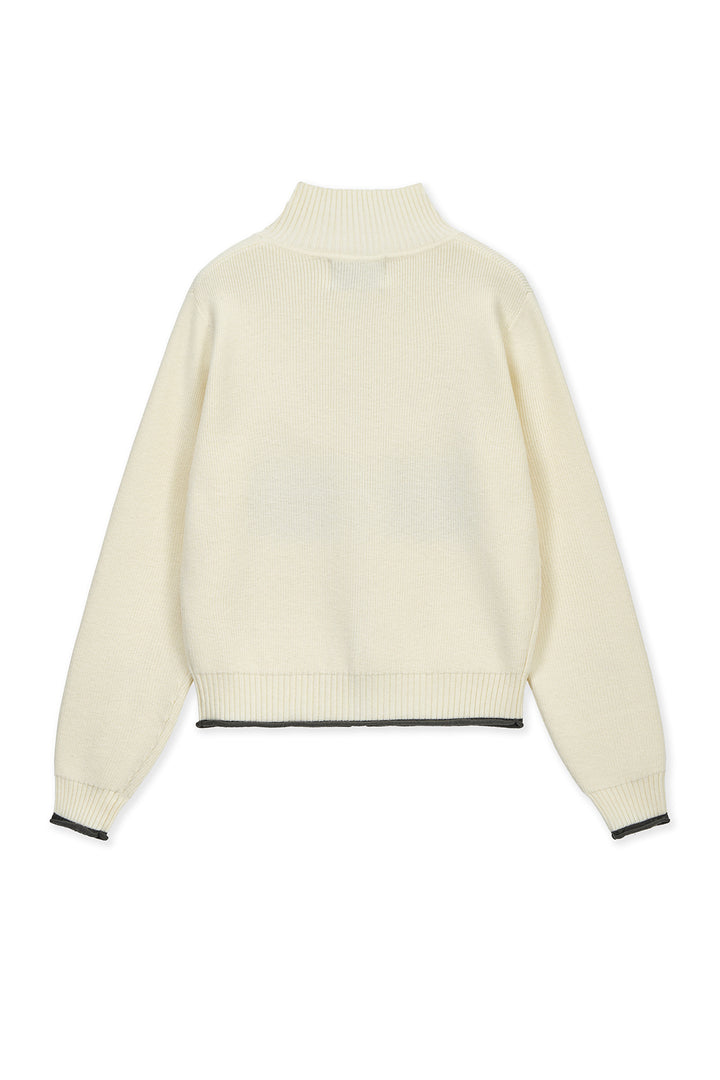 Matin Kim Spell Point Knit Zip Up — Ivory