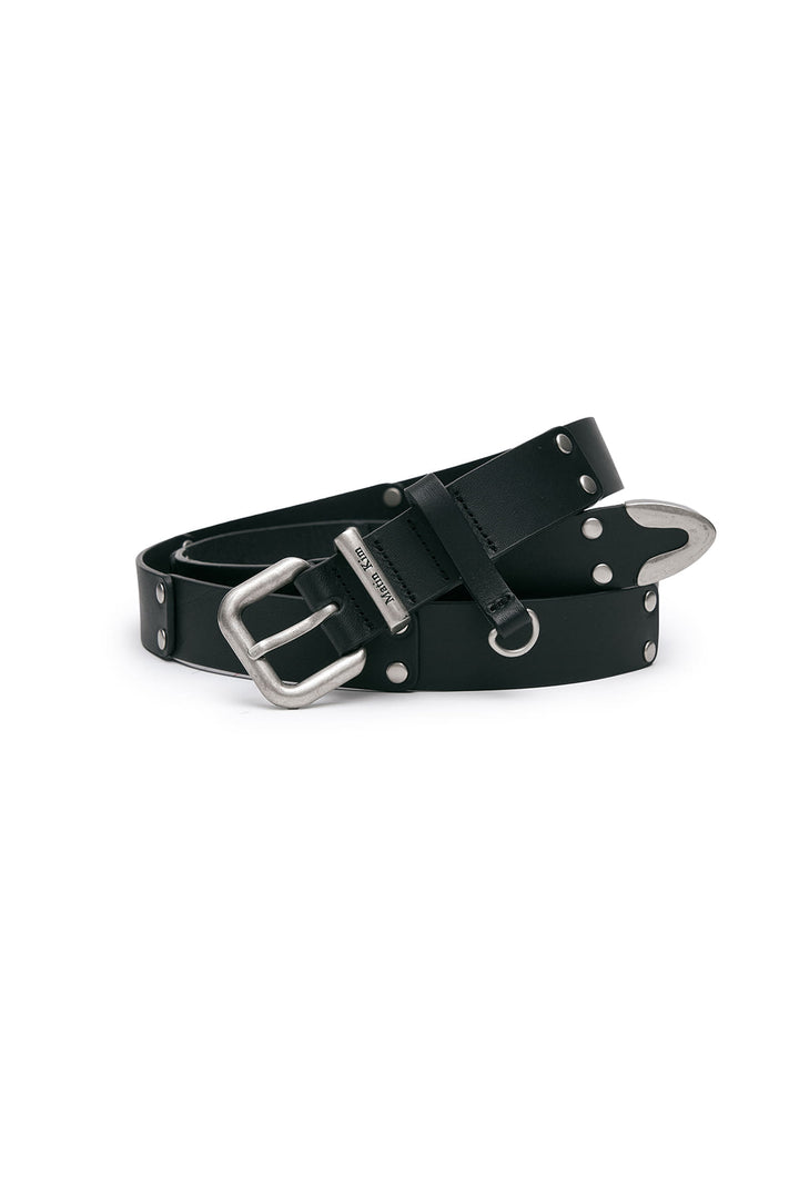 Matin Kim Double Stud Leather Belt — Black