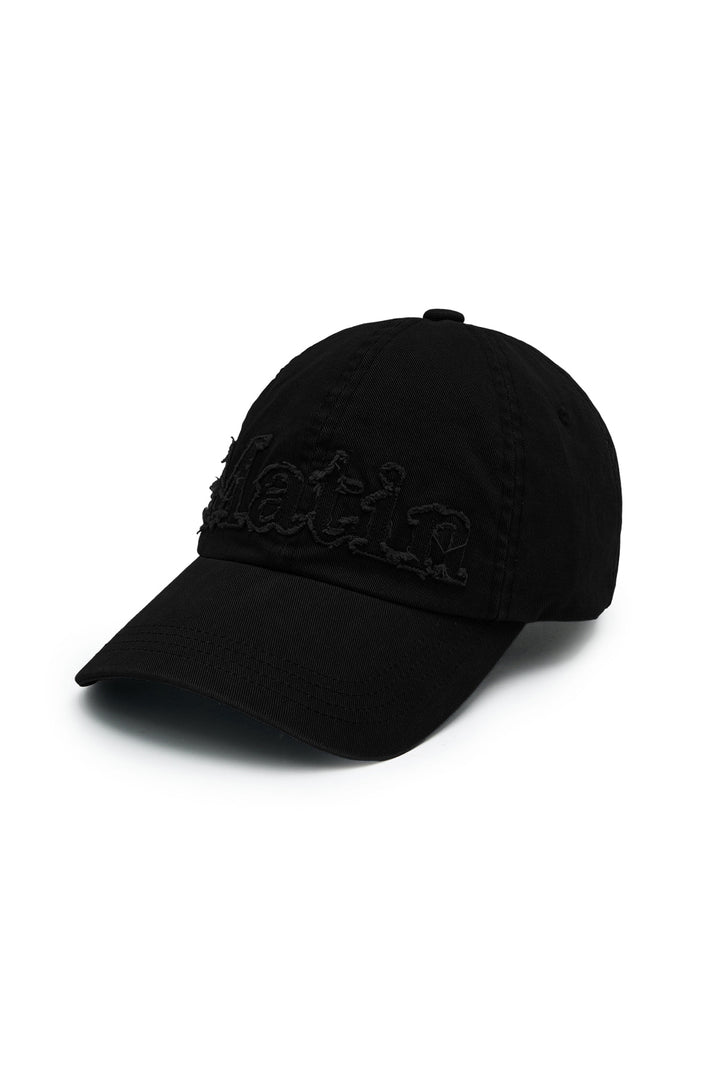 ROUGH CUT APPLIQUE BALL CAP — Black
