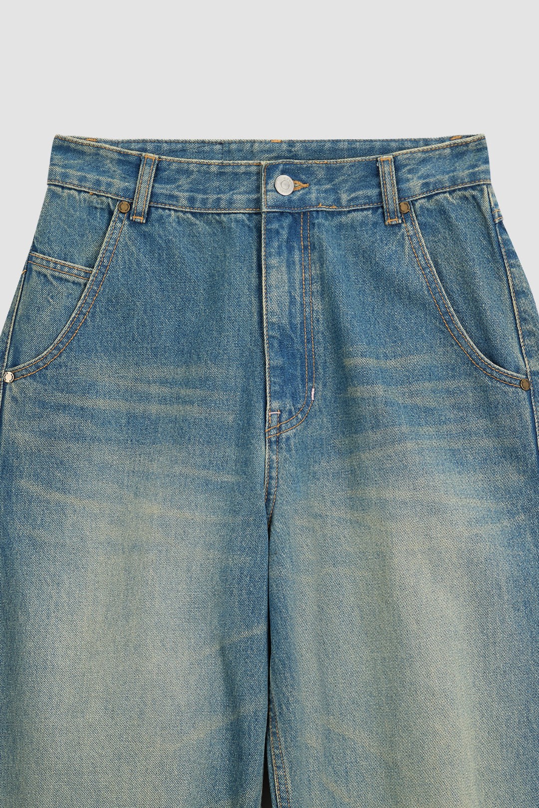 KIMMATIN Washed Wide Denim Pants — Blue