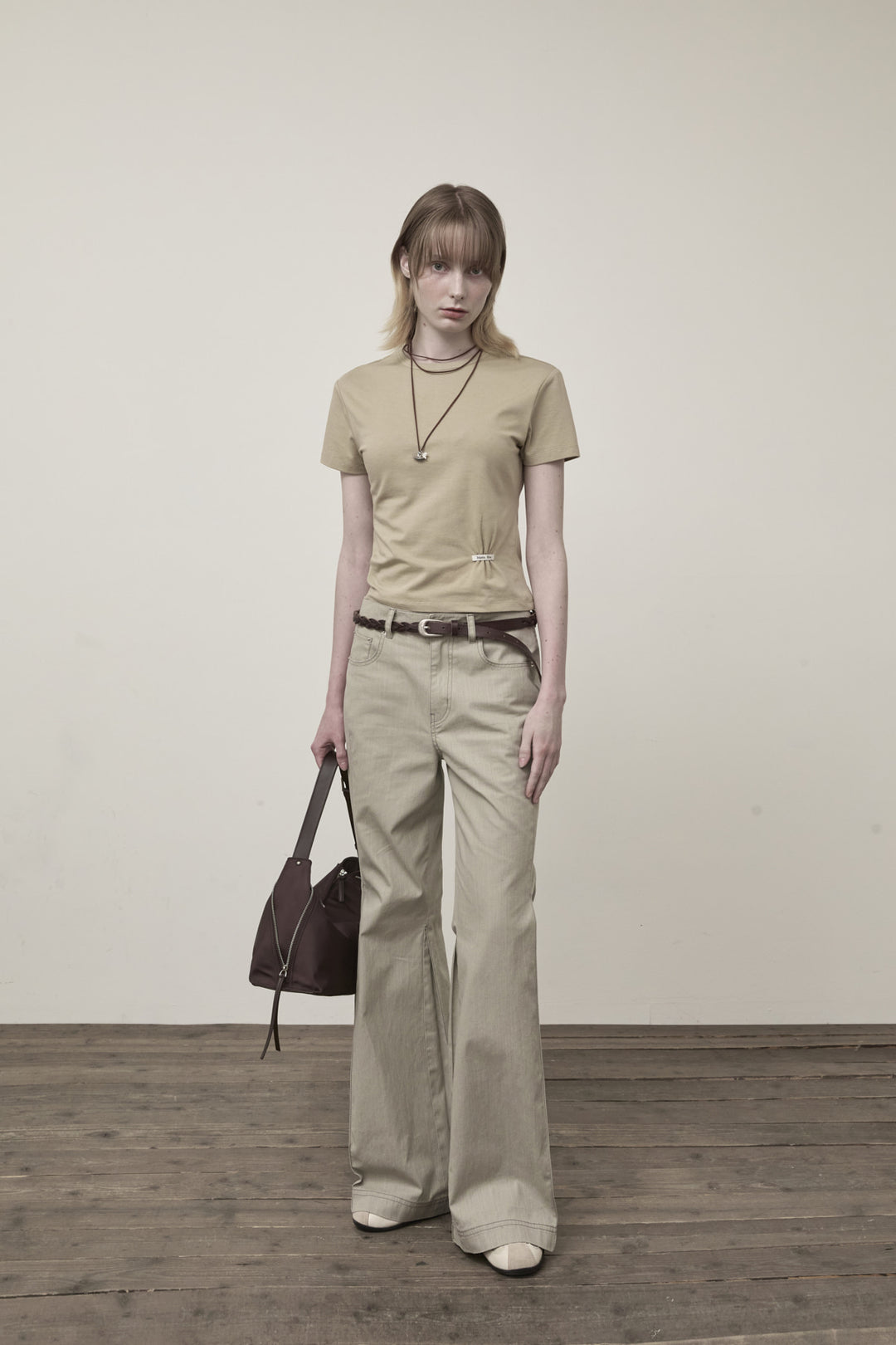 Matin Kim Side Pintuck Point Pants — Beige