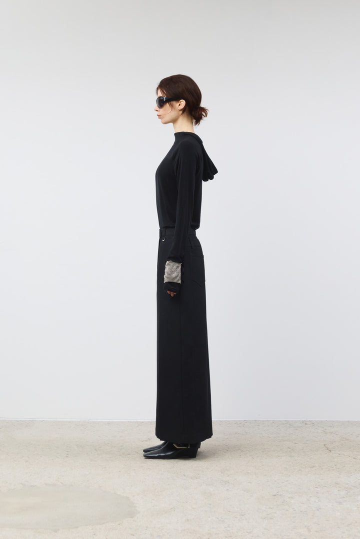 KIMMATIN Slim Hoody Jersey Top — Black