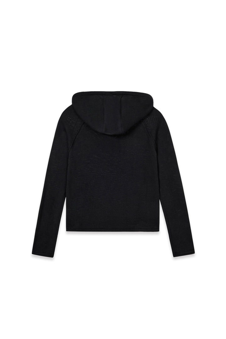 Matin Kim Button Hoody Raglan Knit — Black