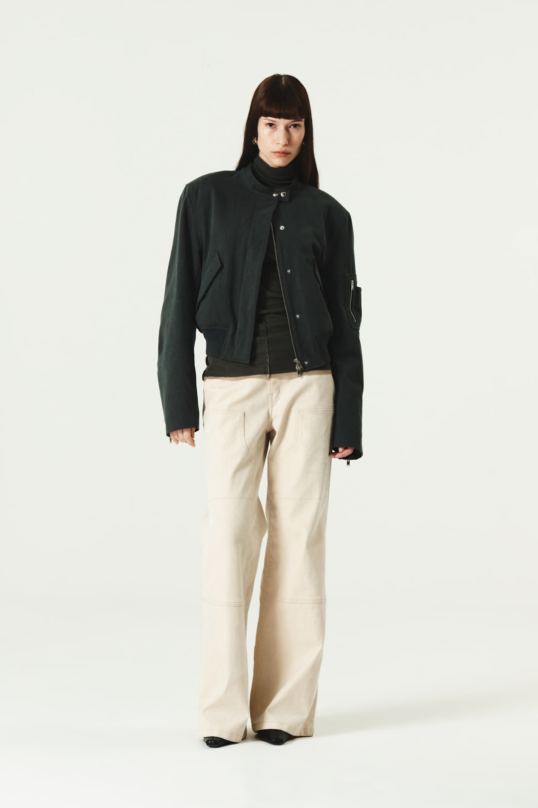 KIMMATIN Washed Crop Bomber Jumper — Gray