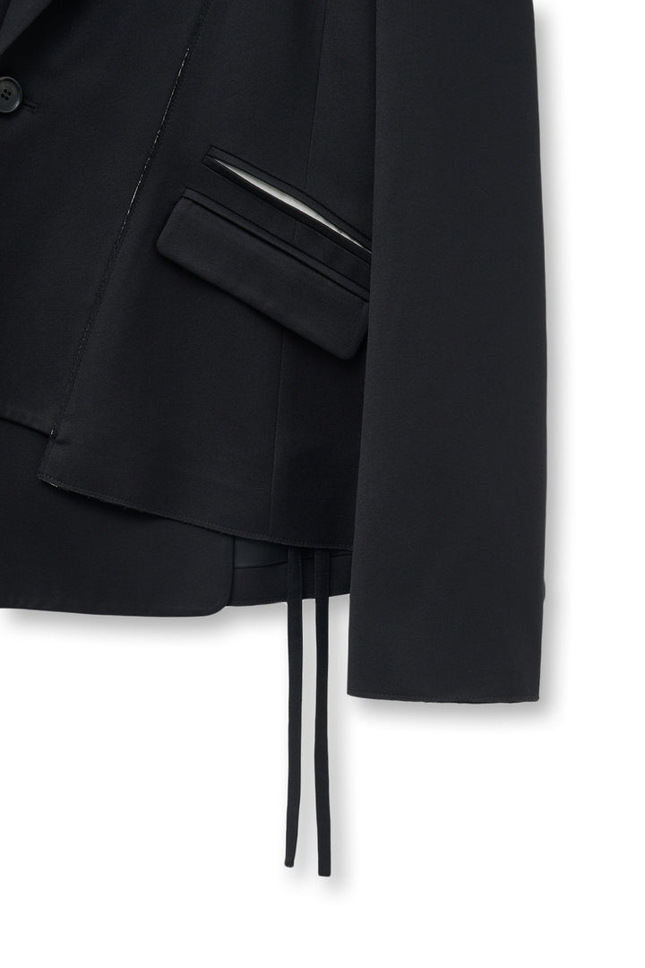 Matin Kim Cut Out Point String Blazer — Black