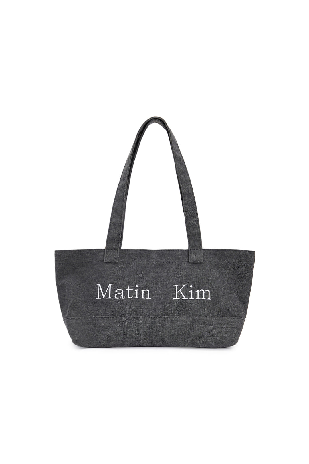 Matin Kim Logo Canvas Wide Shoulder Bag — Charcoal