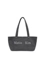 Matin Kim Logo Canvas Wide Shoulder Bag — Charcoal