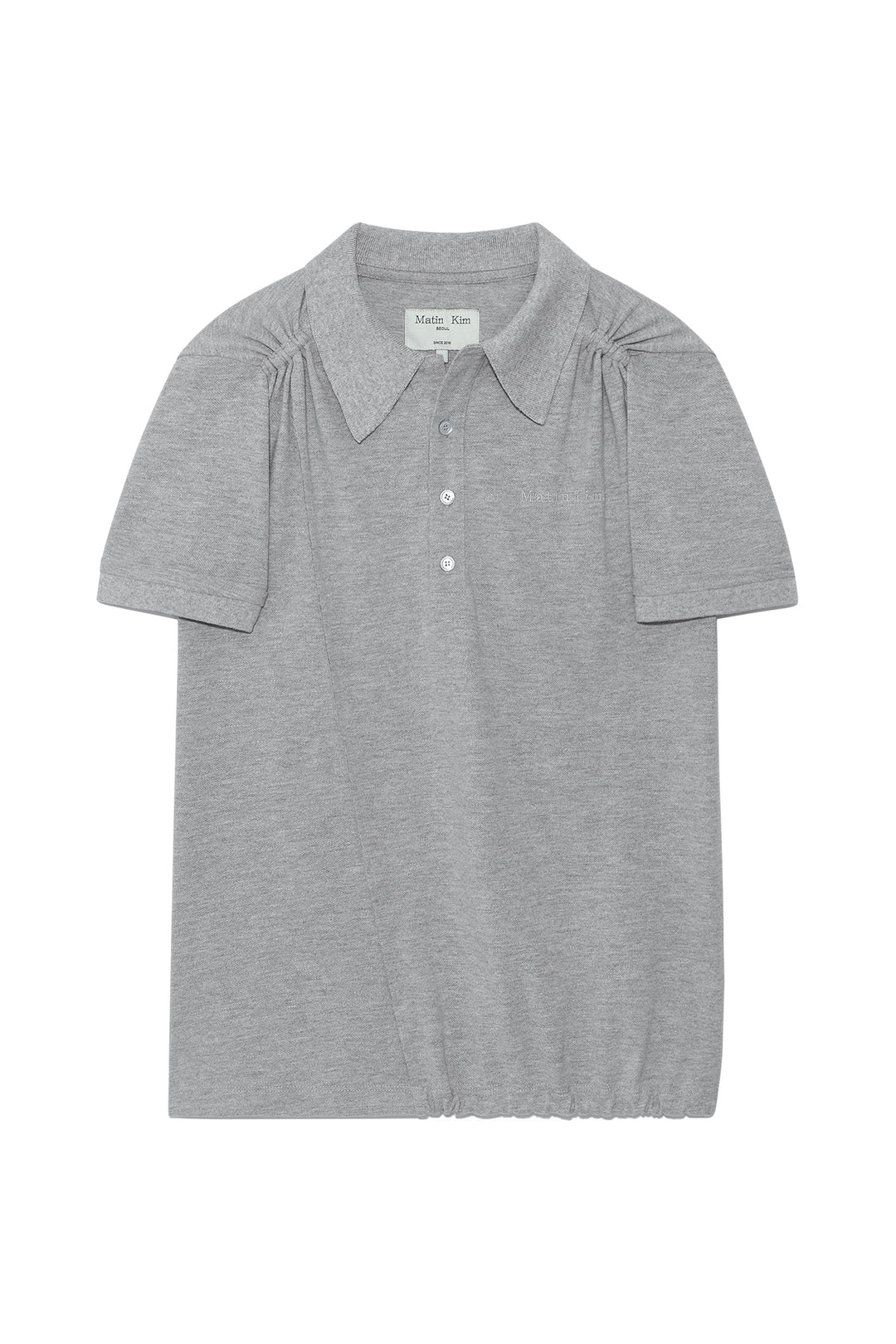 Matin Kim Two Way String Point Pique Top — Gray