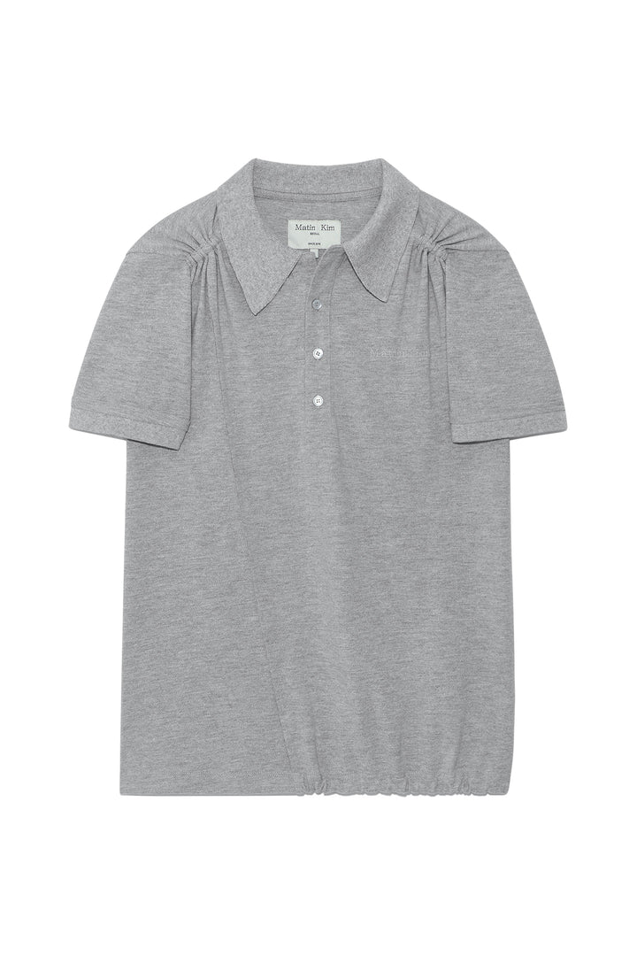 Matin Kim Two Way String Point Pique Top — Gray