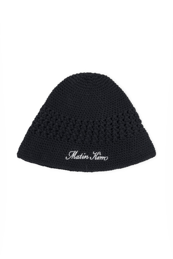 Matin Kim Crochet Cotton Bucket Hat — Black