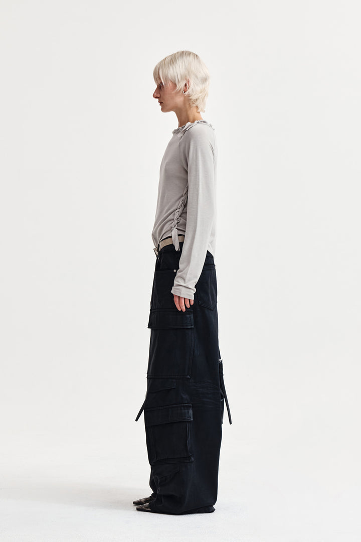 Matin Kim Weaving Long Sleeve Top — Light Grey