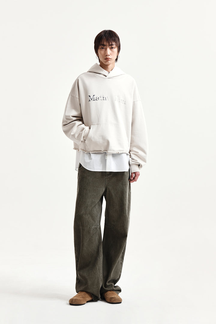 Matin Kim Raw Edge Hem Sweat Hoody — Beige