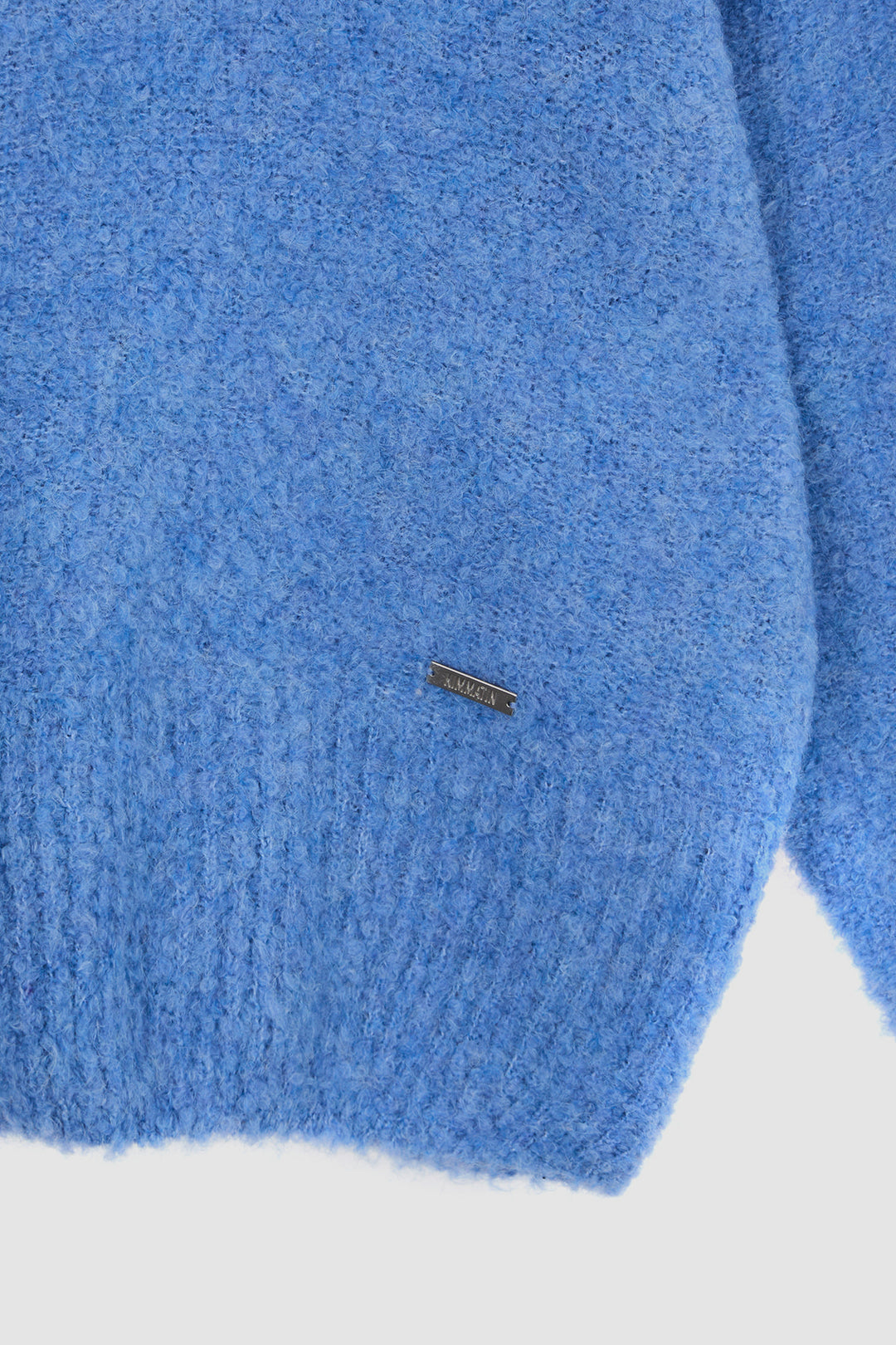 KIMMATIN Volume Neck Boucle Pullover — Blue