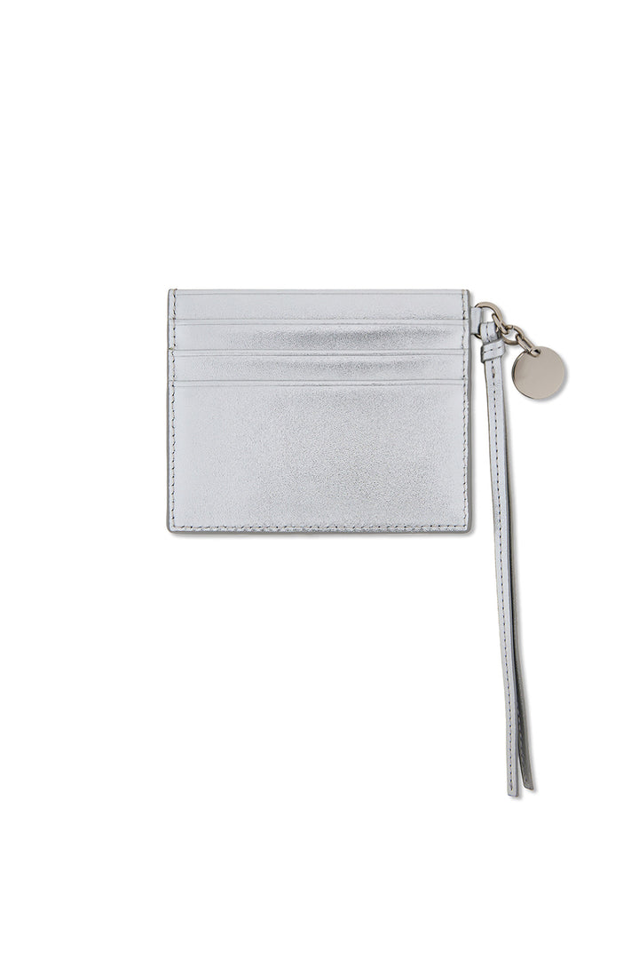 Matin Kim Steel Logo Rivet Card Wallet — Silver