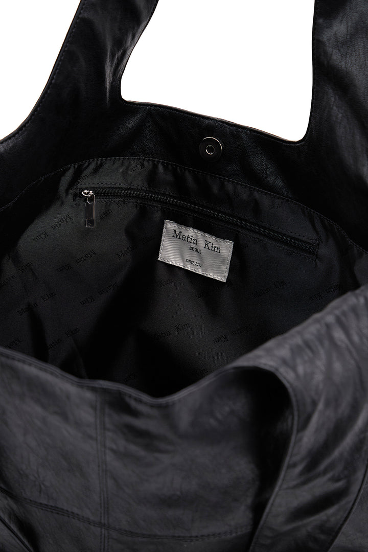 Matin Kim Side String Leather Shoulder Bag — Black