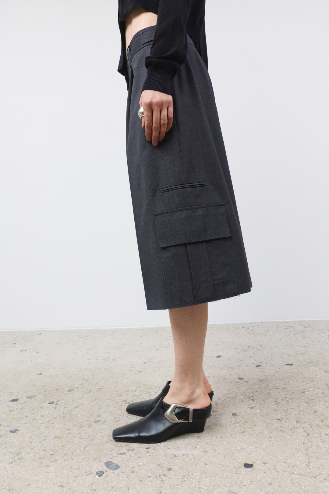 KIMMATIN Cargo Detail Bermuda Shorts — Charcoal