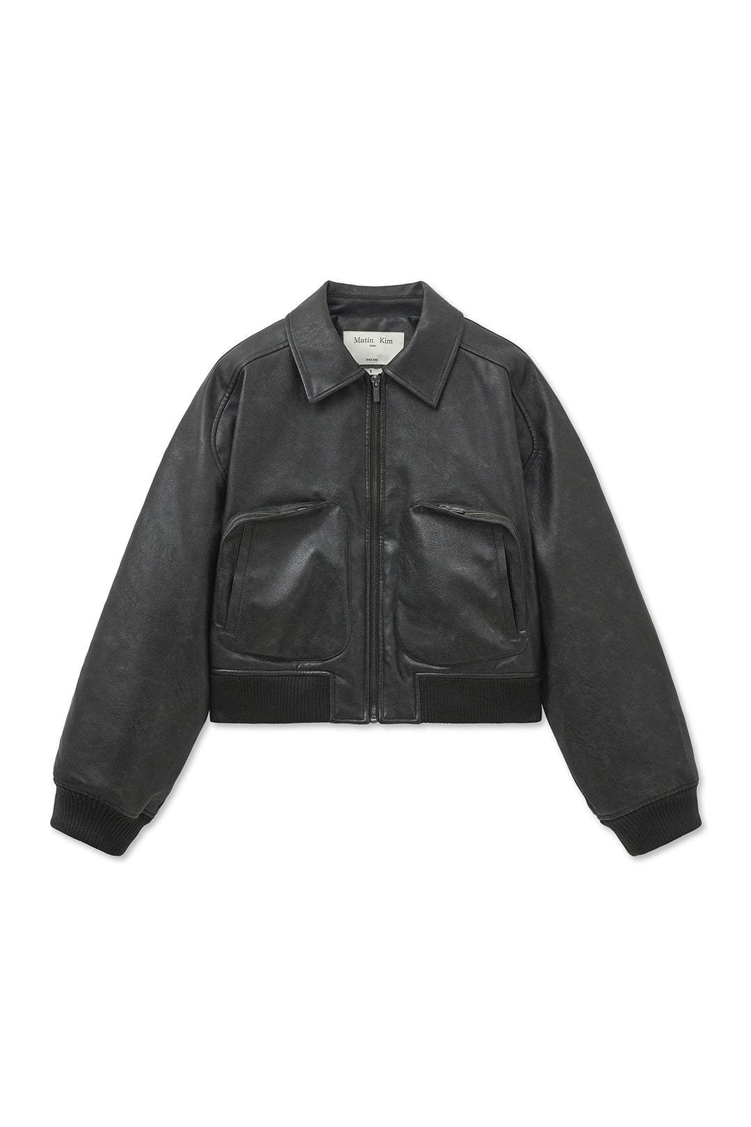 Matin Kim Faux Leather Overshirt — Charcoal
