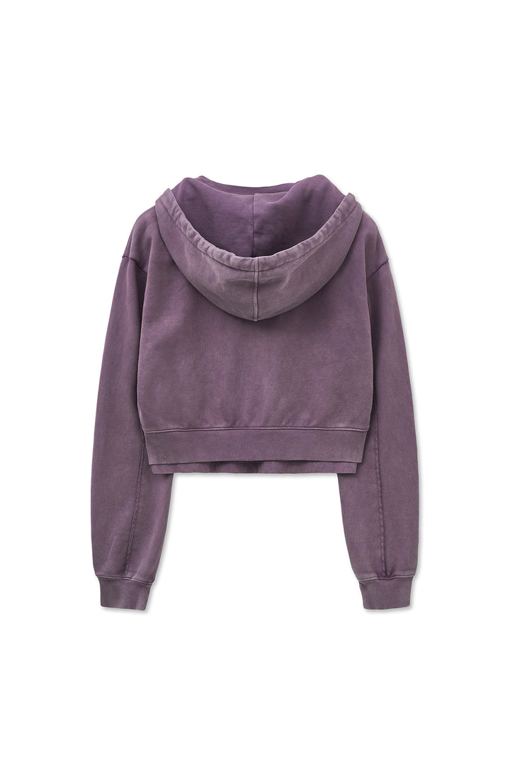 Matin Kim Washed Layered Crop Hoody — Purple