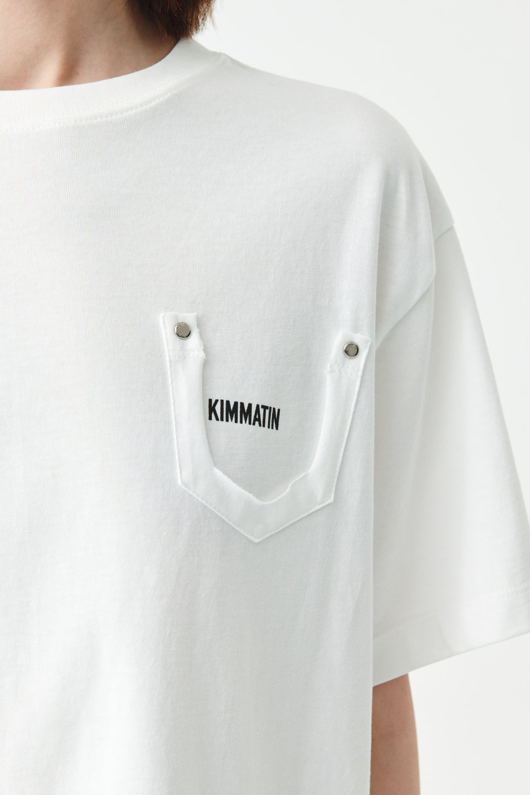 KIMMATIN Denim Printing Oversize Top — White