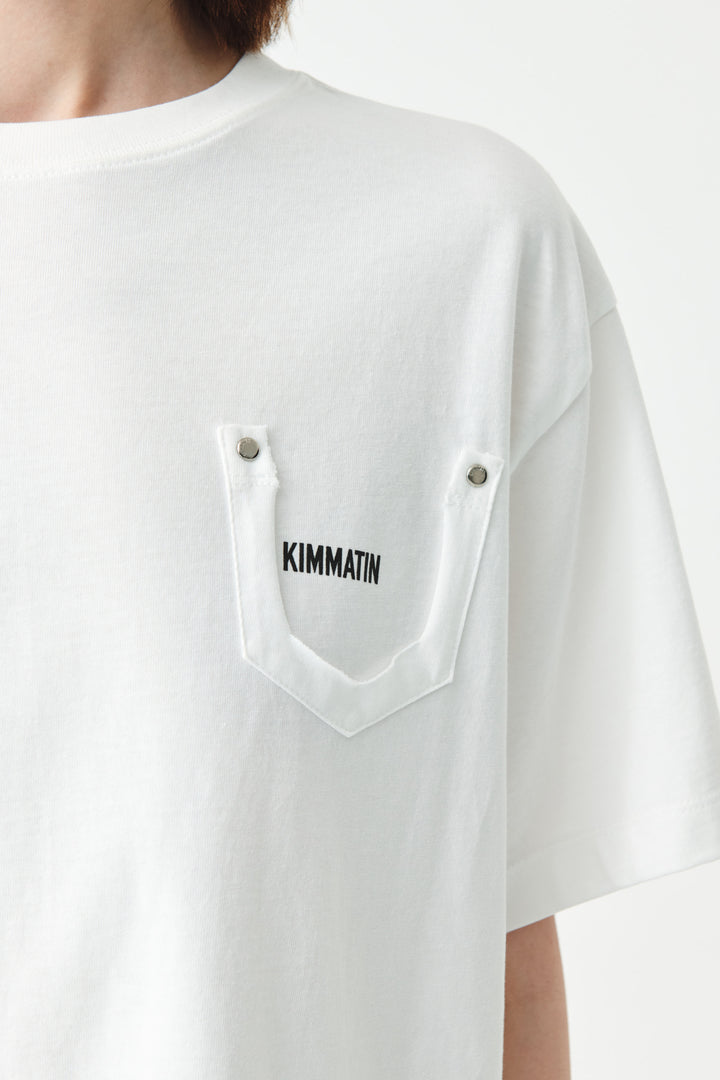 KIMMATIN Denim Printing Oversize Top — White