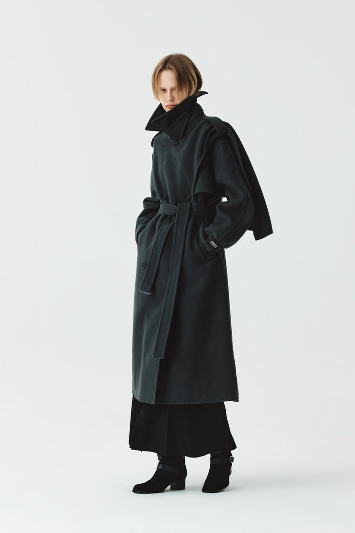 KIMMATIN Slit Point H Line Long Skirt — Black