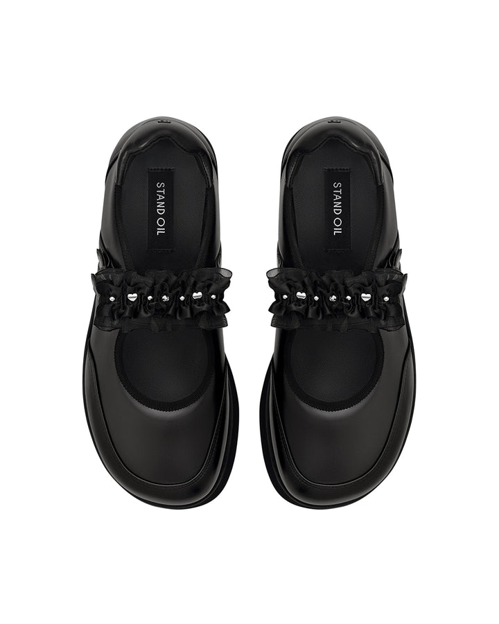 Stand Oil Hatched Platform Mary Jane — Black