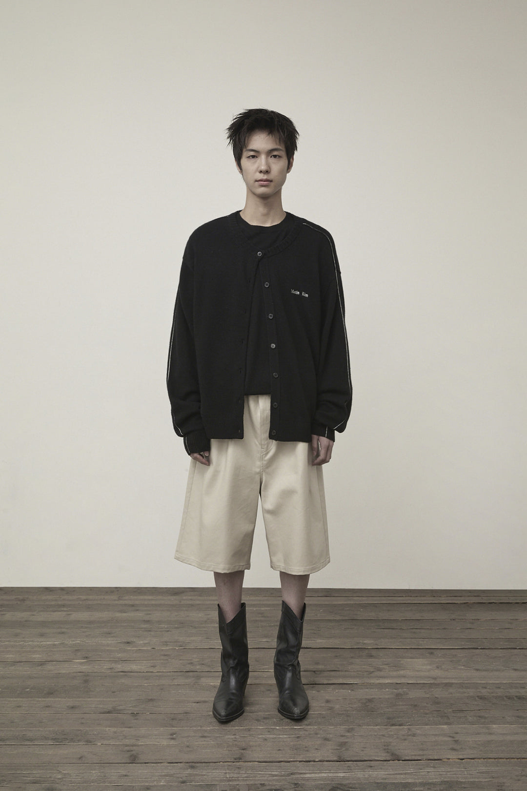 Matin Kim Cashmere Blended Round Knit Cardigan — Black
