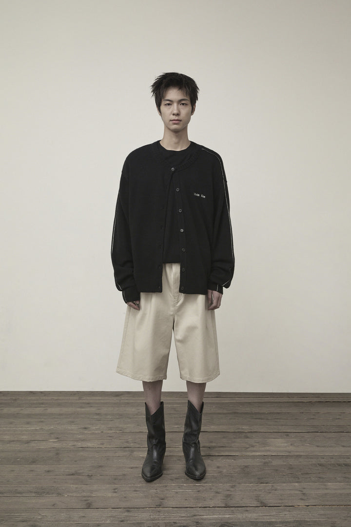Matin Kim Cashmere Blended Round Knit Cardigan — Black