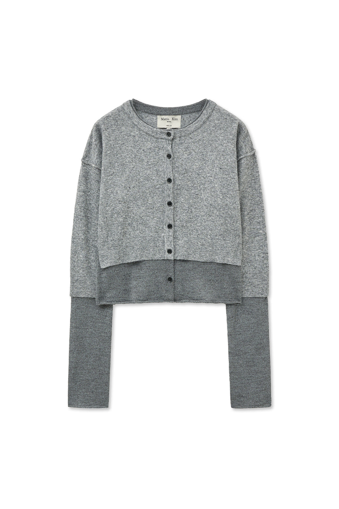 Matin Kim Layered Texture Knit Cardigan — Gray