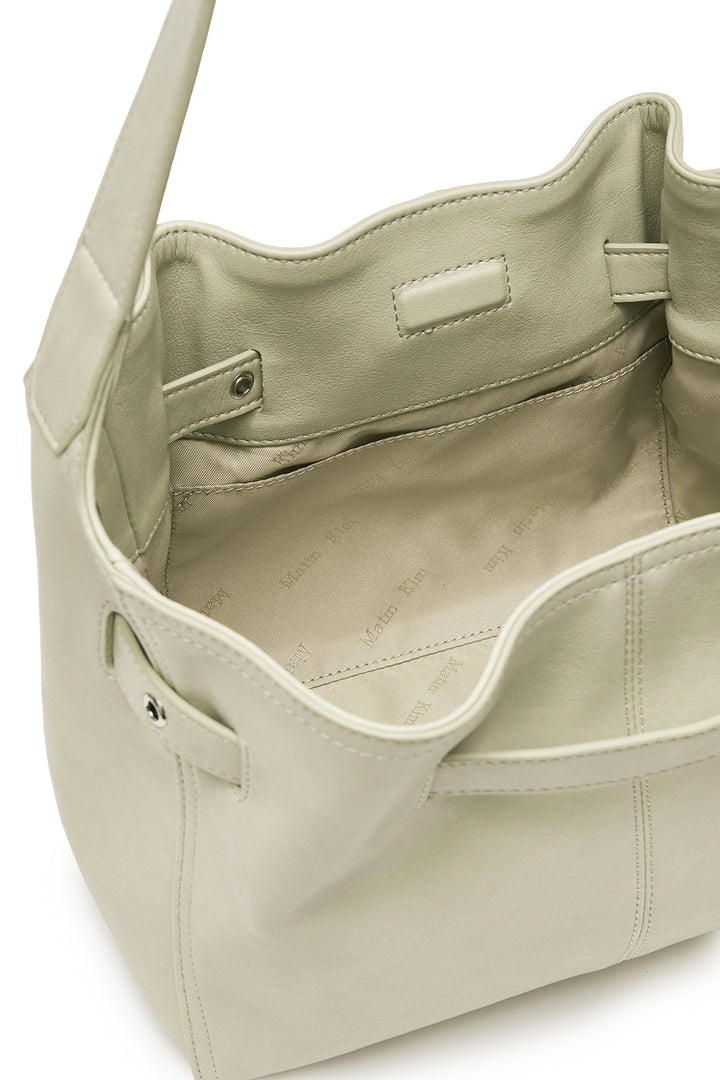 Matin Kim Belted Volunn Small Bucket Bag — Ivory