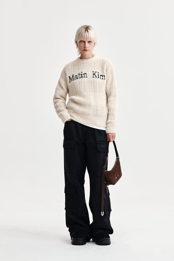Matin Kim Hairy Cable Knit Pullover Light — Beige