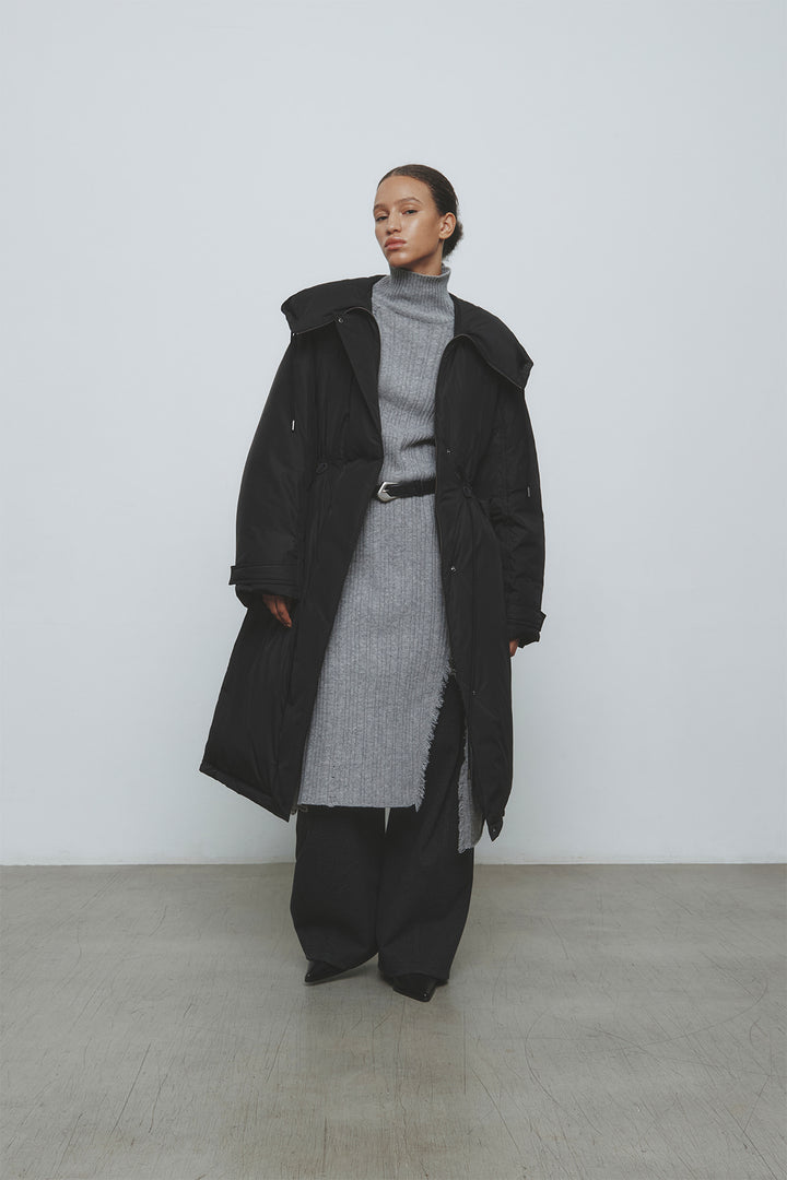 KIMMATIN Draw String Long Down Jumper — Black