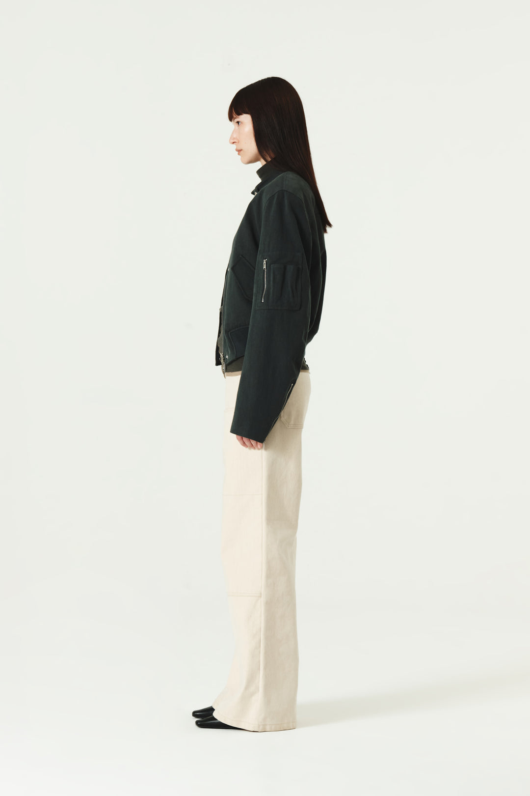 KIMMATIN Washed Crop Bomber Jumper — Gray