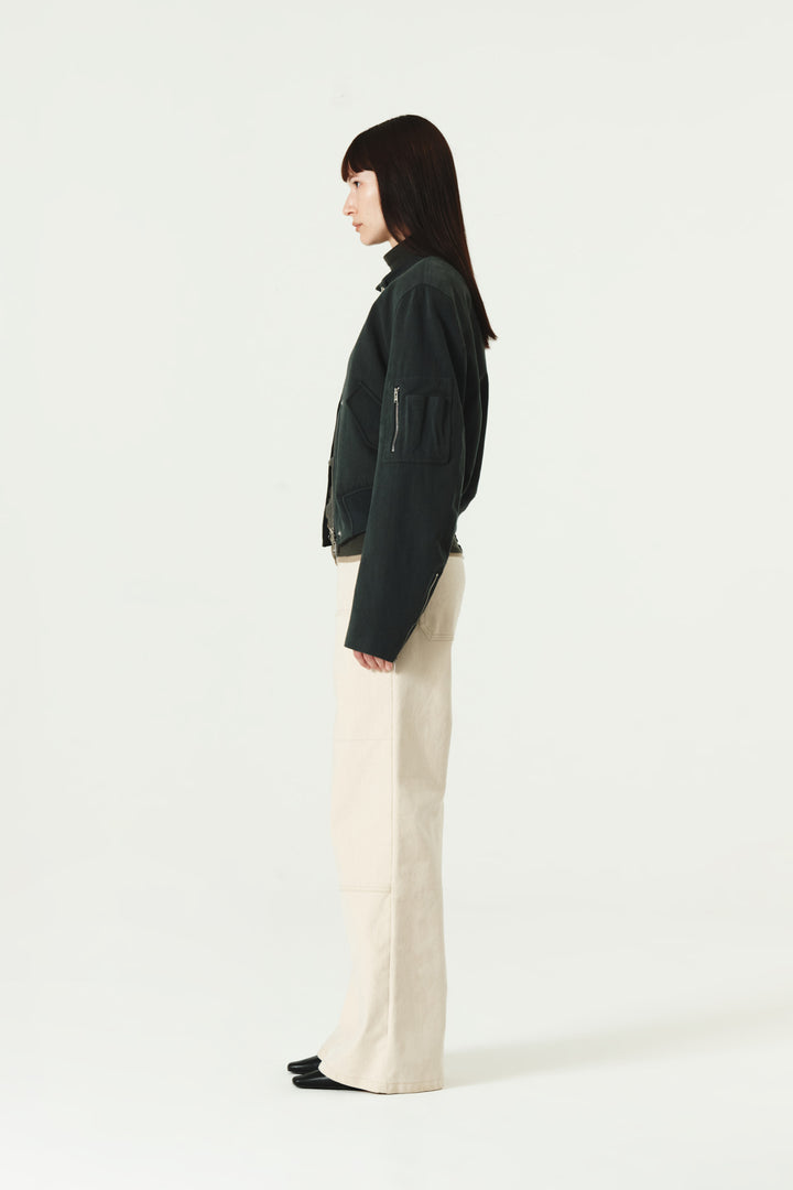 KIMMATIN Washed Crop Bomber Jumper — Gray