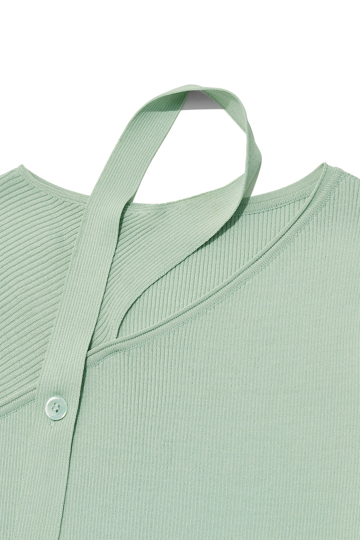 Matin Kim Scarf Point Knit Top — Mint