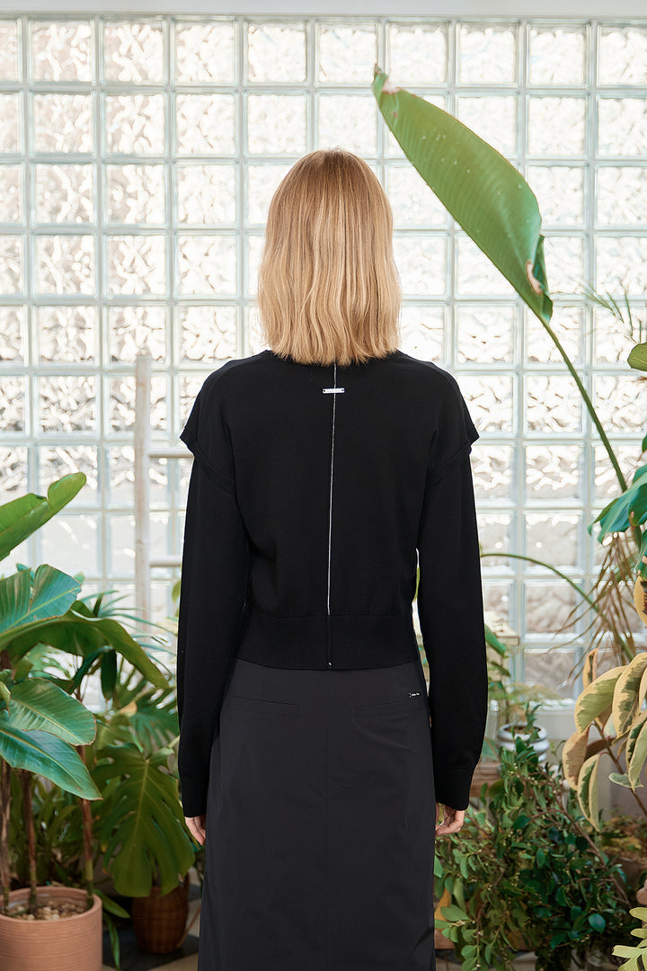 Matin Kim Slit Detail Button Cardigan — Black
