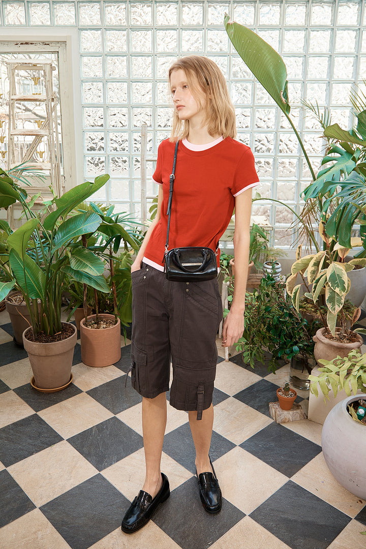 Matin Kim Color Point Layered Top — Red