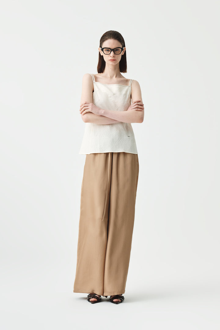 KIMMATIN Square Neck Crinkle Sleeveless — Ivory