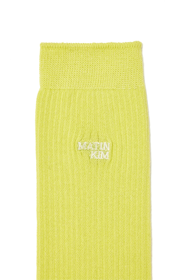 Matin Kim Small Logo Silket Half Socks in Lime