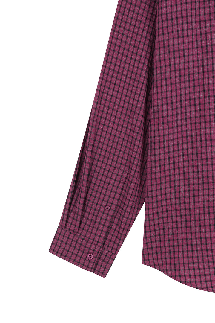 Matin Kim Front Graphic Check Shirt — Pink