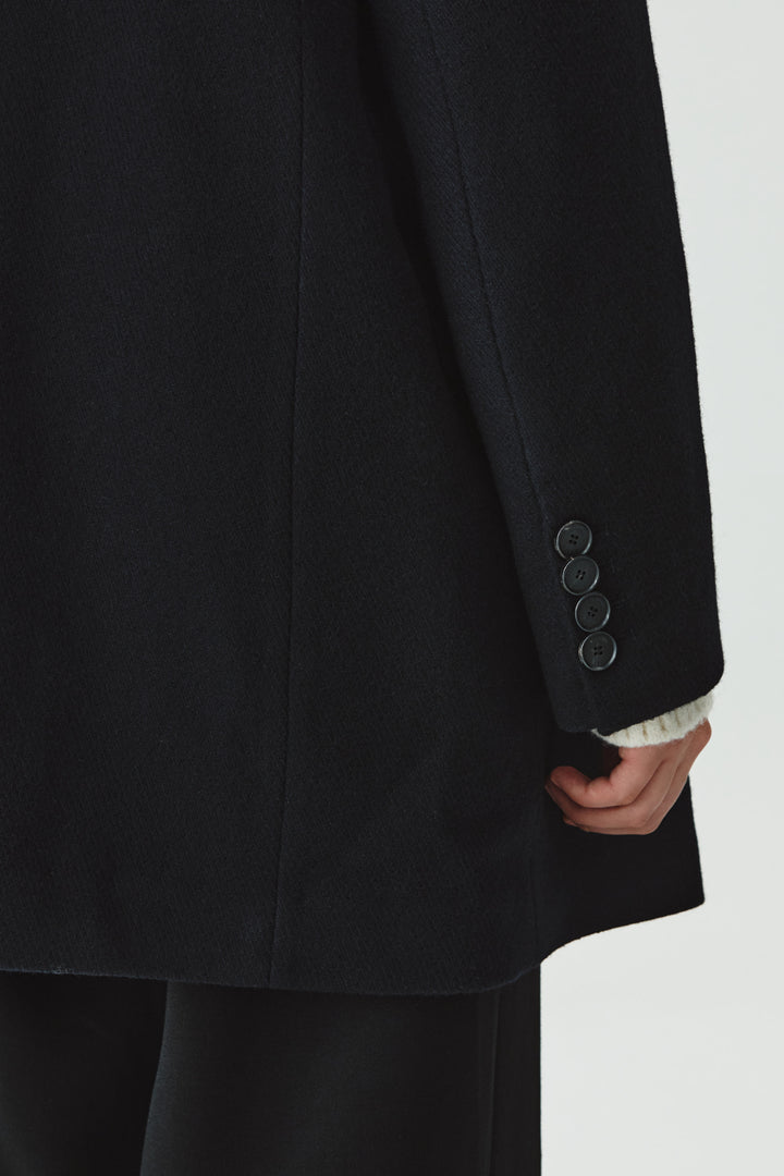 KIMMATIN Overfit Midi Double Coat — Navy blue