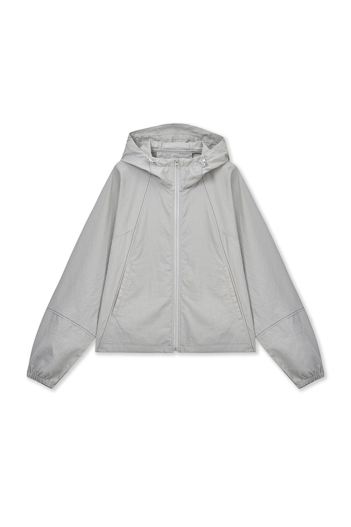 Matin Kim Cropped Back Logo Windbreaker — Beige
