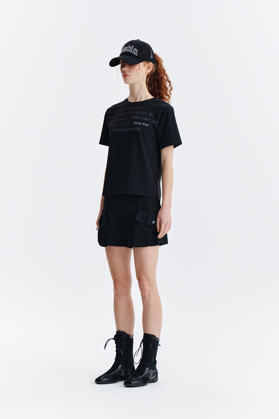 Matin Kim Logo Point Lettering Graphic Top — Black