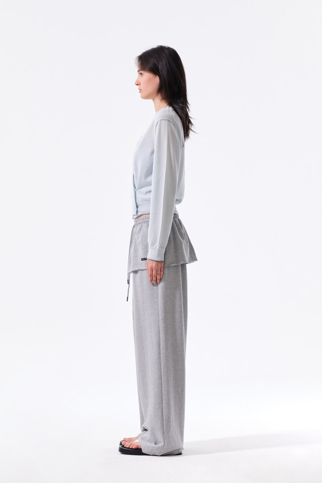 Matin Kim Back Logo Sheer Cardigan — Light Blue